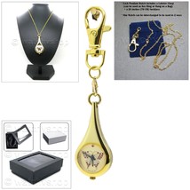 Gold Color Pendant Watch Pocket Watch for Women 2 Ways Necklace + Key Ri... - $19.49