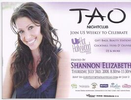 SHANNON ELIZABETH- FADAL at TAO Nightclub July 3rd Las Vegas Promo Card - $1.95