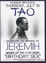 JEREMIH FELTON Birthday July 15 at TAO  Las Vegas Promo Card - $1.95