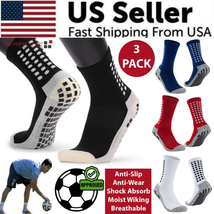 3 Pair Sport Socks anti Slip W/ Grip Soccer Men Football Basketball Sock Premium - £12.44 GBP