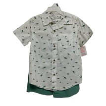 Boys Size 5T 2-Piece Short Outfit Set Button-Up Shirt &amp; Shorts Dinosaurs Cute - £10.26 GBP