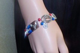 Cowboy/Rodeo Charm Bracelet ~ Expandable Silicone Bands, Festive Color Beads - £7.79 GBP