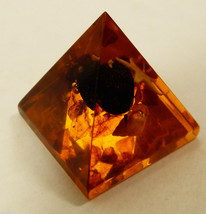 Pyramid figurine Amber shell star inclusions decorative art - £32.69 GBP