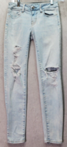 American Eagle Outfitters Jeans Women Size 0 Blue Denim Super Stretch Distressed - £15.84 GBP