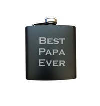 Gift for Grandpa Papa Engraved Steel Flask - Best Papa Ever - Fathers Day - $14.99