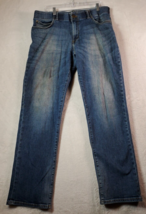 Lee Jeans Mens Size 36x32 Blue Denim Cotton Pockets Straight Leg Flat Front Logo - £10.19 GBP