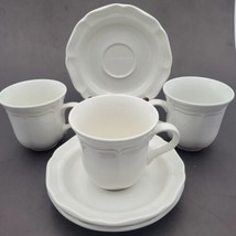 Set of 3 (6 pcs.) Mikasa French Countryside Coffee Tea Cups &amp; Saucers White - £22.23 GBP