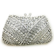 high Quality Blue Rhinestone Crystal Clutches Women Shoulder Handbags Handmade L - £99.30 GBP