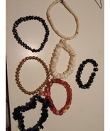 Lot Of 7 Bracelets Various Styles Colors Compositions Materials Beads  - £15.43 GBP