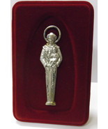 Saint Anthony Pewter Image  Engraved on Red Velvet Frame, New from Italy - $12.00