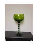 Vintage Empoli Snifter Vase, Tall Twisted Stem Optic Green, MCM Art Glass - £66.19 GBP