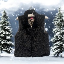 Betsey Johnson Womens Faux Fur Vest Women’s Black Lined Jacket Pockets S... - $415.18 MXN