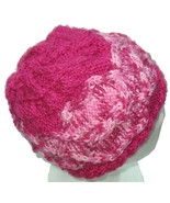 Bright Pink Hand Knit Hat with Multicolor Pink Cable - $24.00