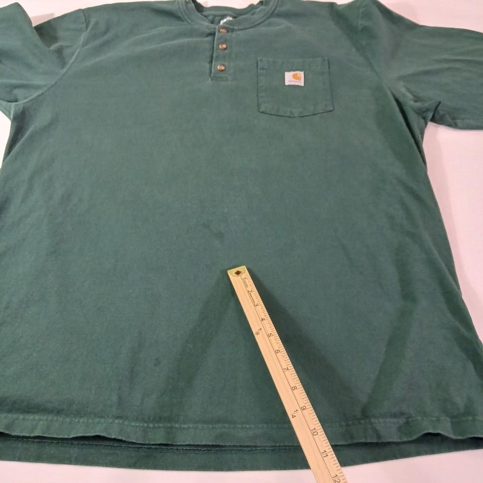 Carhartt K128 HTG Men's Green Cotton Long Sleeve Henley T-Shirt Size 2XL Tall Item image 3