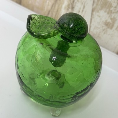 Plow & Hearth Indoor Green Crackle Glass Footed Fruit Fly Trap Art Glass Item image 14