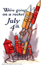Anthropomorphic Fireworks Rocket Firecracker 4th Of July Patriotic Postcard 1906 - £12.57 GBP