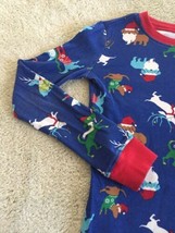 Children’s Place Boys Blue Red Reindeer Santa Dogs Long Sleeve Pajama Shirt 8 - $5.88