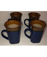 4 Royal Norfolk Fine Stoneware Tall Latte Coffee Mugs Blue/Brown Lg 12 O... - $59.28