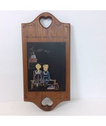 Count Your Many Blessings Wood Folk Art Boy Girl Blackboard School Heart... - $18.69