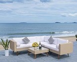 Safavieh Outdoor Collection Analon Wicker Cushion Sectional Set PAT7716B... - $1,825.99
