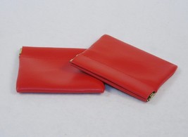 Set of 2 ~ Red Faux Leather Squeeze Coin Purses ~ Gold-tone Metal Frame - £7.66 GBP