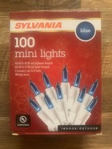 Sylvania 100 Mini lights Blue White wire Indoor/Outdoor Christmas Lights - £35.04 GBP