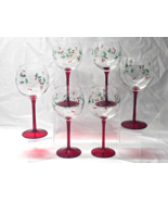 PFALTZGRAFF Wine Stem WINTERBERRY 8.5&quot; Hand Painted Glass  - UNUSED Set ... - $58.95 CAD