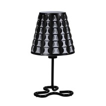 16&quot; Black Bedside Table Lamp With Black Polka Dots Empire Shade - £36.52 GBP