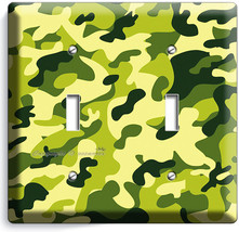 Green Military Army Camo Camouflage Double Light Switch Wall Plate Man Cave Deco - £10.43 GBP
