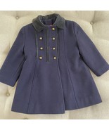 F. W. Fischer Vintage Girls Traditional Dress Coat Wool Blend Blue Black 4 - $34.56