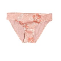 Roxy Ribbed Tropical Cheeky Bikini Bottom Size S Peach White Floral Beac... - $9.89