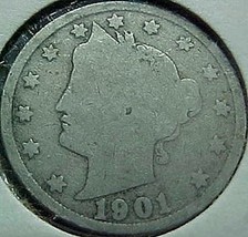 Liberty Head Five Cents 1901 A G - £3.49 GBP