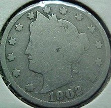 Liberty Head Five Cents 1902 AG - £3.44 GBP