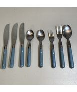 WF Mardi Gras Stainless Flatware Light Blue Handle Mixed Lot 8 Korea - $276.77 MXN