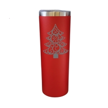 Christmas Tree Flourish Design Red 20oz Skinny Tumbler LA5157 - £16.01 GBP