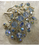 Vintage Coro Brooch Pin Blue Dangle Beads &amp; Rhinestones - €40,11 EUR