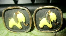 Hickok USA Yellow Elephant Cuff Links Gold Tone - £7.58 GBP