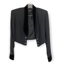 VTG Black Blazer Top Sz S Velvet Collar Rhinestones J.R. Nites by Caliendo - £23.91 GBP