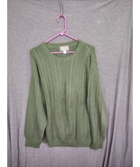 Protege Sweater Adult Medium Cable Knit Long Sleeve Pullover Green - £18.22 GBP