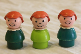 Vtg Fisher Price 3 Green Girls With Brown Hair   Unususal Green Dress Colors - £19.58 GBP