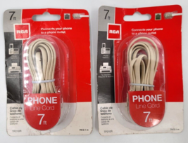 Lot of 2 RCA TP210R Phone Line Cord 7 Ft. Ivory RJ11 Telephone Cable Wire - £6.33 GBP
