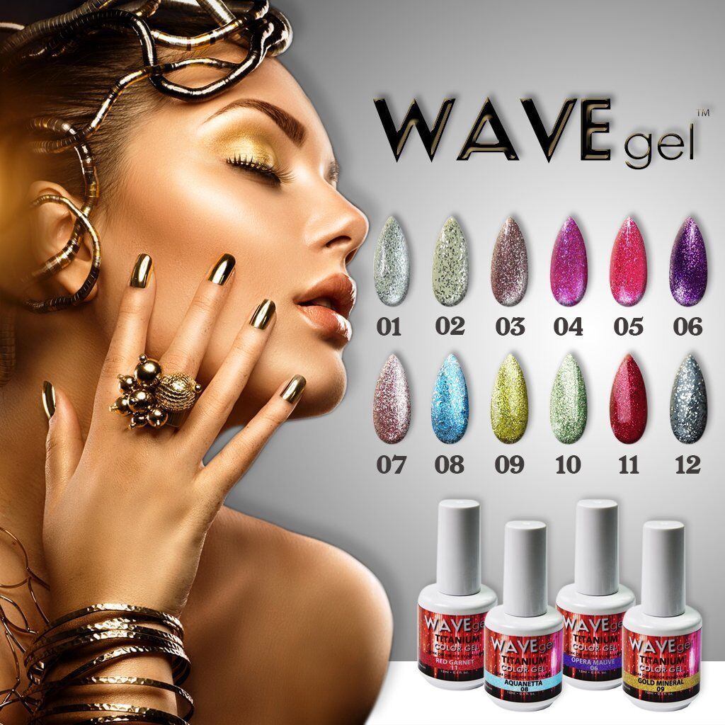 Wave Gel Glitter Soak Off gel polish Pick Your Color T1-T12 O1-O6 (0.5 o... - $9.99+