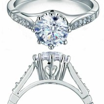 2Ct Simulé Diamant Solitaire Bague de Fiançailles Mariage 14k Plaqué or Blanc - £47.57 GBP