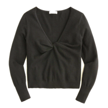 NWT J.Crew Cashmere-blend Cropped Twist-front Pullover Sweater in Black XXL 2XL - £64.33 GBP