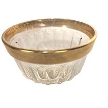 Vintage Mikasa Candy Bowl Nut Dish Gold Rim Clear Glass MCM 60s Party Barware - $14.62