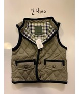 Jacadi Paris Quilted Vest, Olive Green with Black Trim - Size 86 (23 Mos... - $26.00