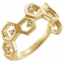 Authenticity Guarantee 
14k Yellow Gold Diamond Honeycomb Ring - £734.14 GBP