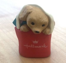 Puppy In Sack 1994 Hallmark Keepsake Ornament Club Merry Miniatures - $14.84