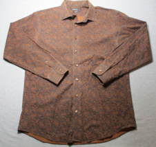 Murano Stretch Button Up Floral Brown Men&#39;s Size 16 / 33 Long Sleeve - £16.36 GBP