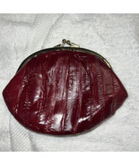Lee Sands Dark Red Eel Skin Vtg Coin Purse Wallet 2 Compartments - €17,35 EUR